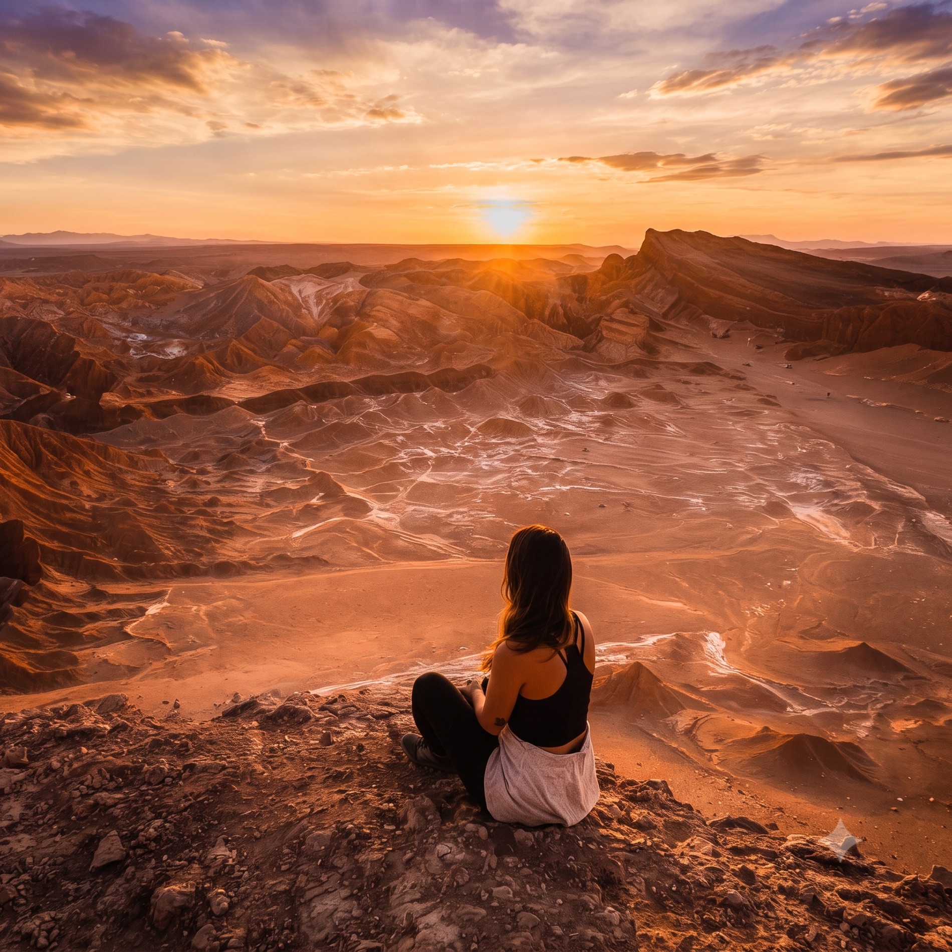 Pôr do sol no Valle de la Luna